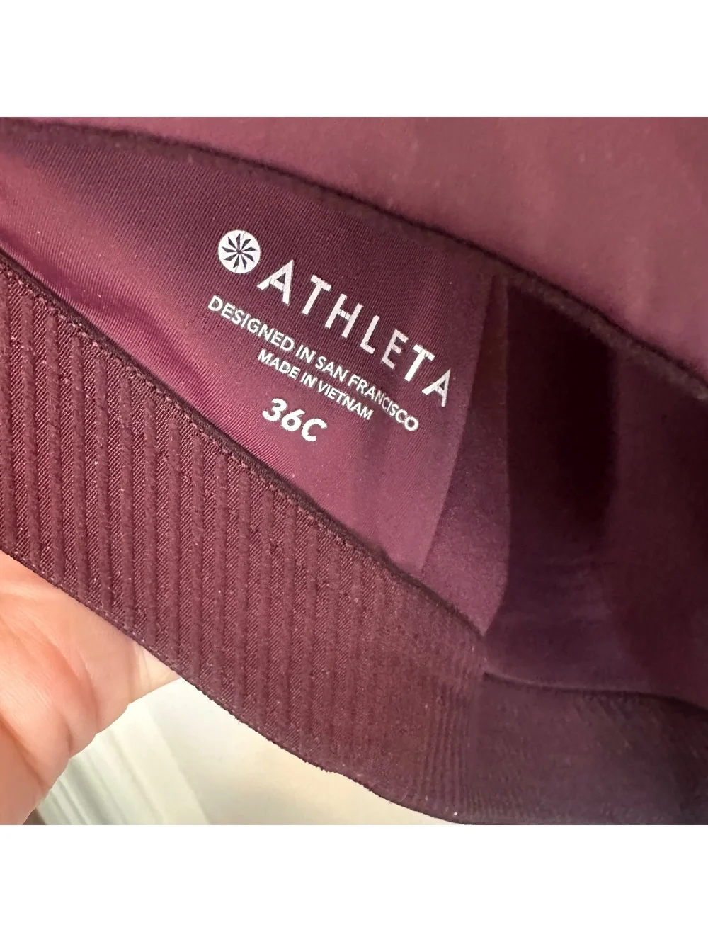 Athleta Advance Sports Bra High Impact Clasp Back Maroon 36C